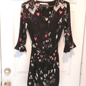 Zara TRF heart allover black ruffle dress